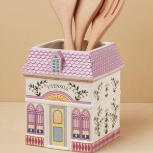 Lenox Spice Village Utensil Crock with Wooden Utensils (NIB) Beautiful- Ample
